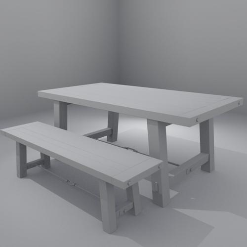 Rustic Table and Bench bnwr preview image